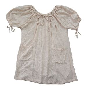 Odd Bird Tunic Dress Womens S Oversized Cotton Cream Floral Boho Festival Travel